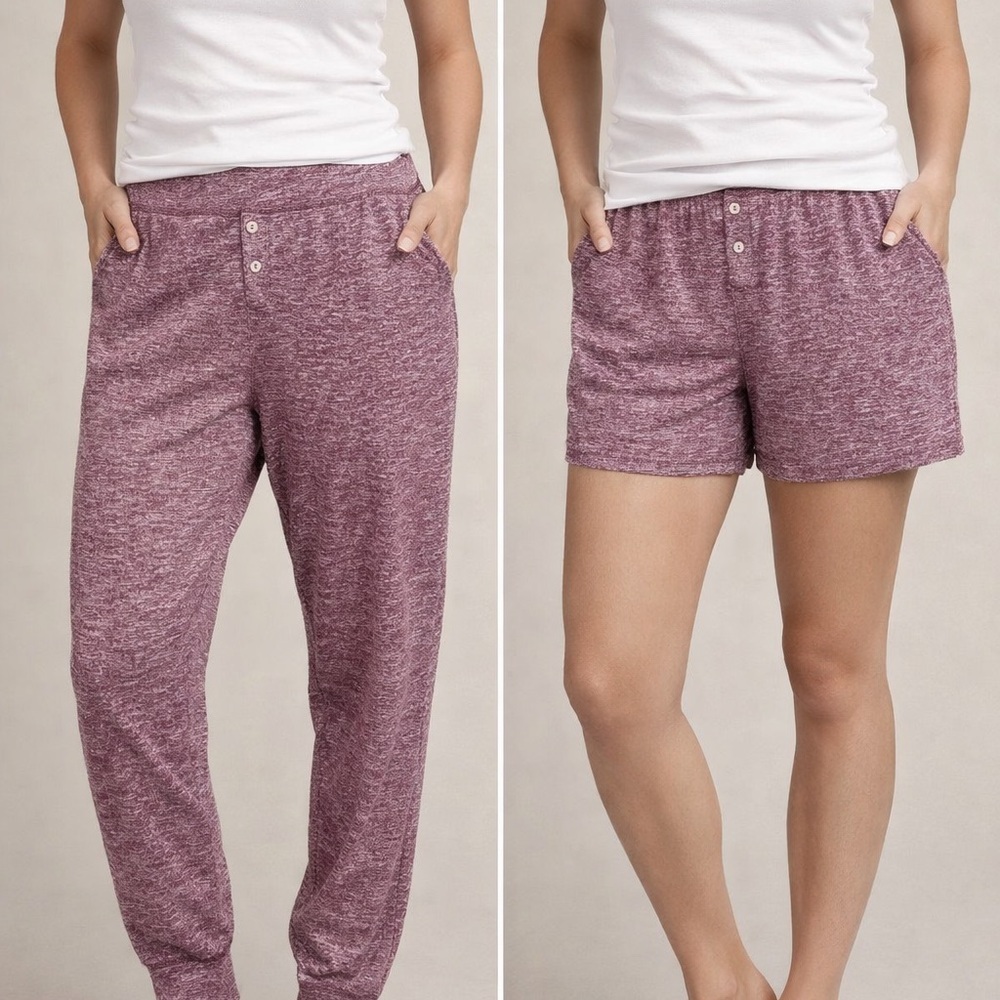 ✨32 Degrees Cool Plum Heathered Sleepwear Bottoms BUNDLE - Size S